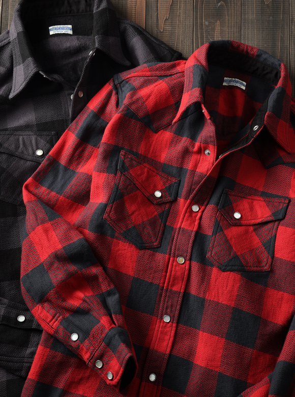 FN-SNW-101L BLOCK CHECK FLANNEL WESTERN SHIRT