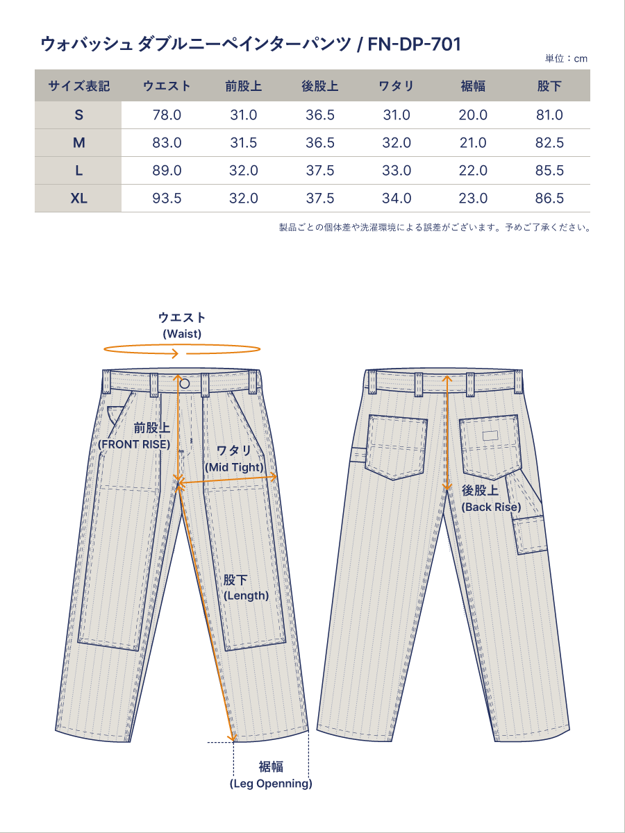 10oz デニム ウォバッシュ ダブルニーペインターパンツ FN-DP-701 | THE FLAT HEAD